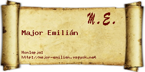 Major Emilián névjegykártya